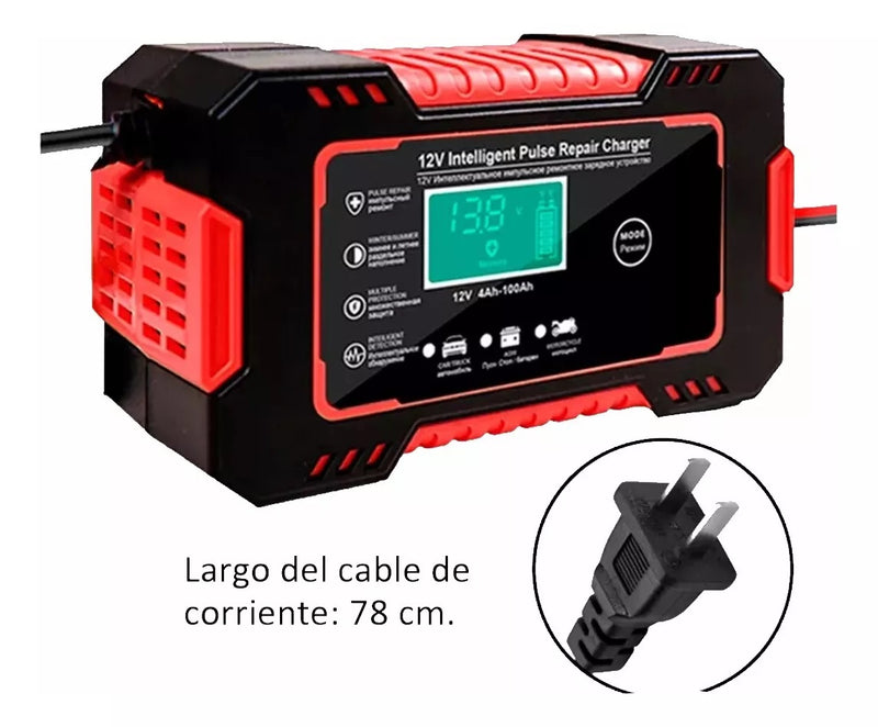 Cargador de Batería 12V Inteligente con Pantalla